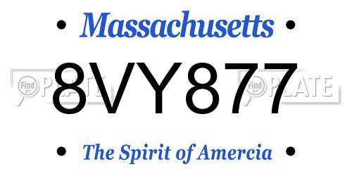 8VY877 Massachusetts License Plate