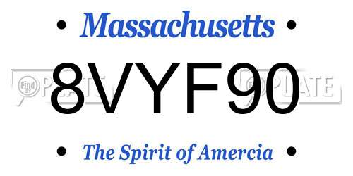 8VYF90 Massachusetts License Plate
