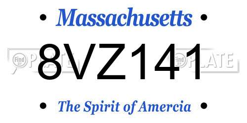 8VZ141 Massachusetts License Plate