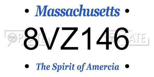 8VZ146 Massachusetts License Plate