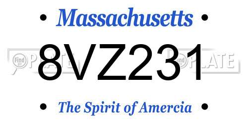 8VZ231 Massachusetts License Plate