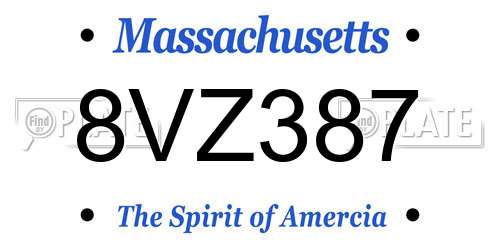 8VZ387 Massachusetts License Plate