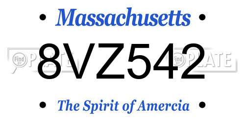 8VZ542 Massachusetts License Plate