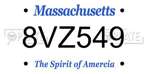 8VZ549 Massachusetts License Plate