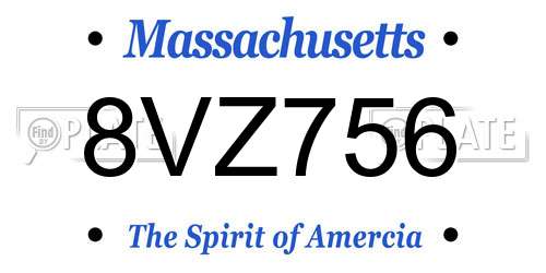8VZ756 Massachusetts License Plate