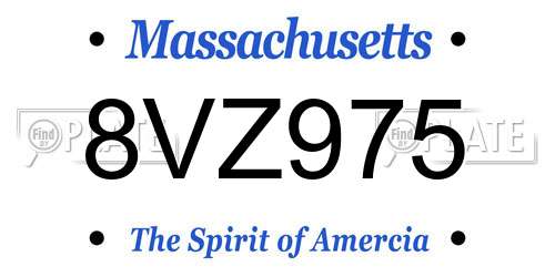 8VZ975 Massachusetts License Plate
