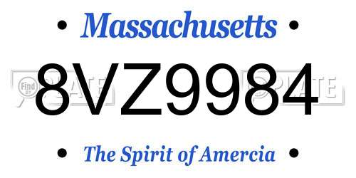 8VZ9984 Massachusetts License Plate