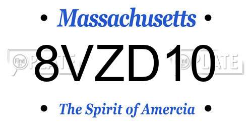 8VZD10 Massachusetts License Plate