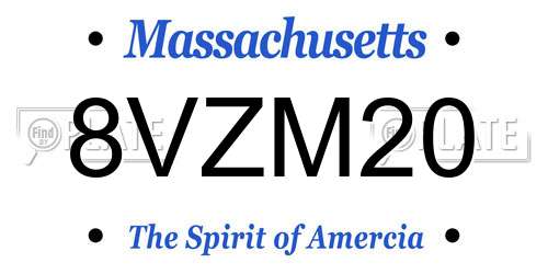 8VZM20 Massachusetts License Plate