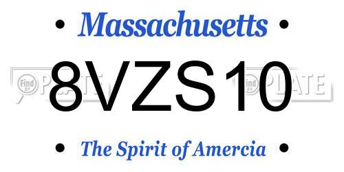 8VZS10 Massachusetts License Plate