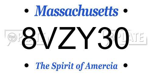 8VZY30 Massachusetts License Plate