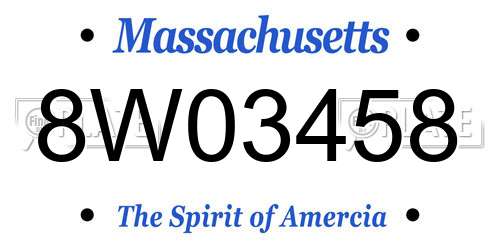 8W03458 Massachusetts License Plate