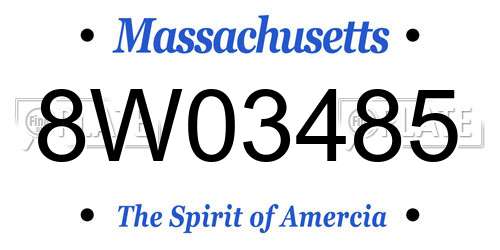 8W03485 Massachusetts License Plate