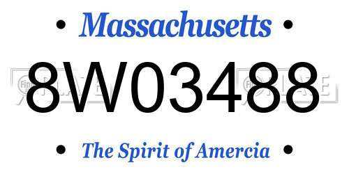 8W03488 Massachusetts License Plate