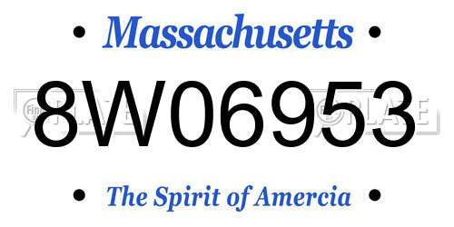 8W06953 Massachusetts License Plate