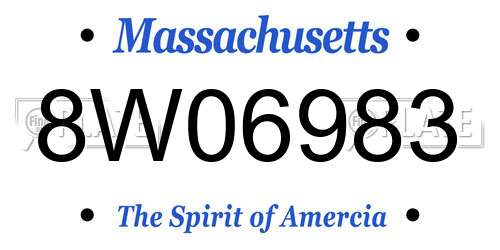 8W06983 Massachusetts License Plate