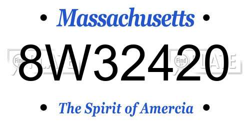 8W32420 Massachusetts License Plate