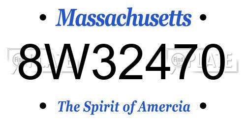 8W32470 Massachusetts License Plate