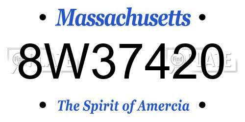 8W37420 Massachusetts License Plate