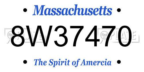 8W37470 Massachusetts License Plate