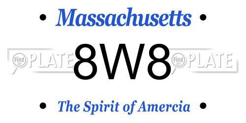 8W8 Massachusetts License Plate