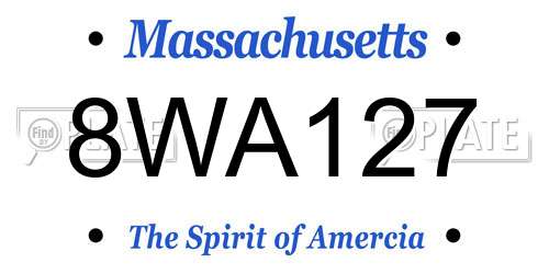 8WA127 Massachusetts License Plate