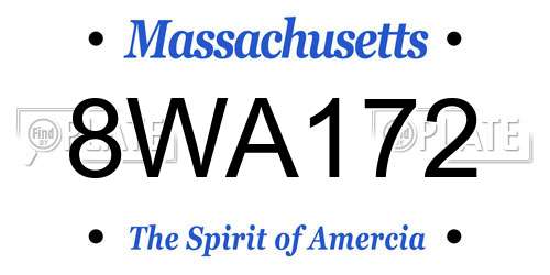 8WA172 Massachusetts License Plate