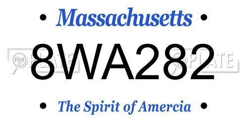 8WA282 Massachusetts License Plate