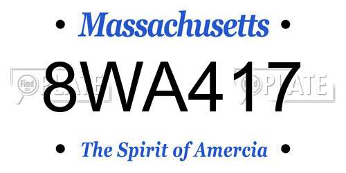 8WA417 Massachusetts License Plate