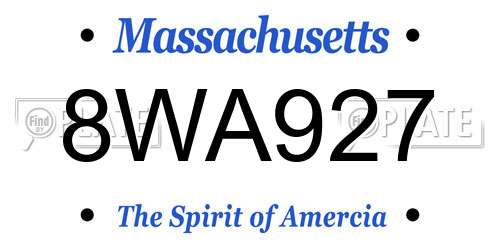 8WA927 Massachusetts License Plate