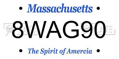 8WAG90 Massachusetts License Plate