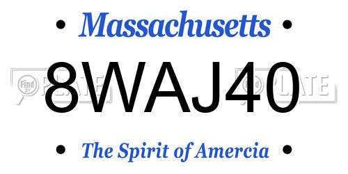 8WAJ40 Massachusetts License Plate