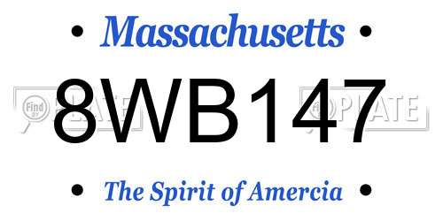 8WB147 Massachusetts License Plate