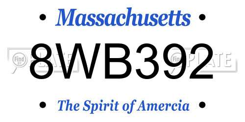 8WB392 Massachusetts License Plate