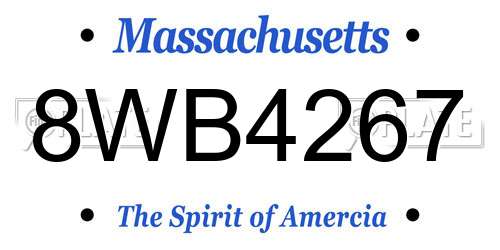 8WB4267 Massachusetts License Plate