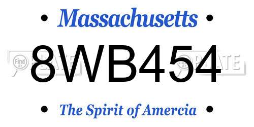 8WB454 Massachusetts License Plate