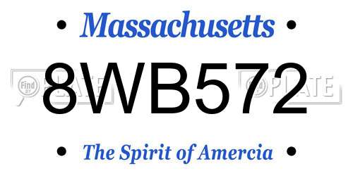 8WB572 Massachusetts License Plate