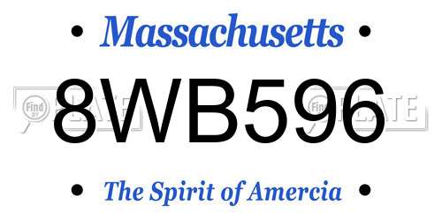 8WB596 Massachusetts License Plate