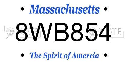 8WB854 Massachusetts License Plate