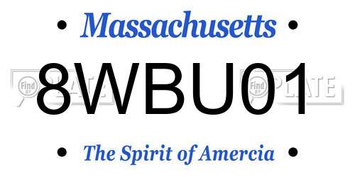 8WBU01 Massachusetts License Plate