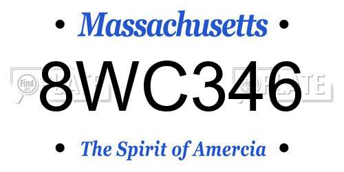 8WC346 Massachusetts License Plate