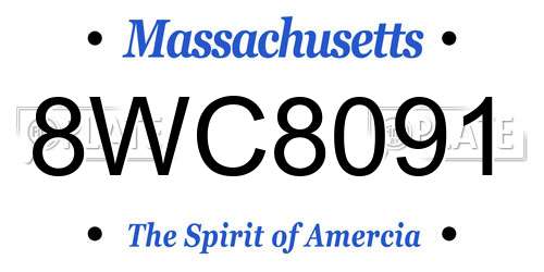 8WC8091 Massachusetts License Plate