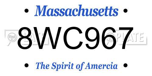 8WC967 Massachusetts License Plate