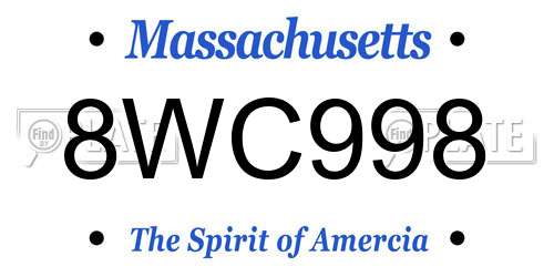 8WC998 Massachusetts License Plate