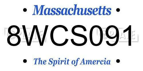 8WCS091 Massachusetts License Plate
