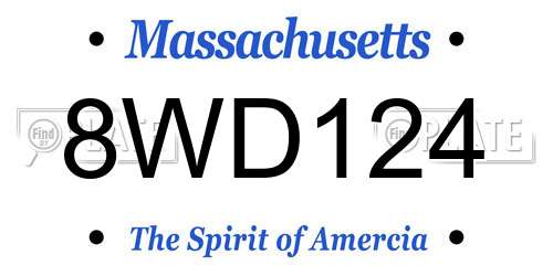 8WD124 Massachusetts License Plate