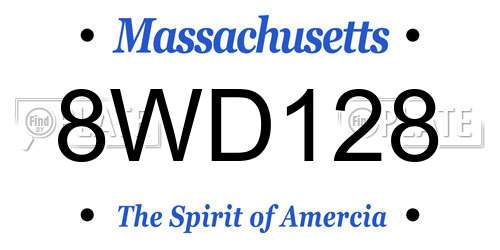 8WD128 Massachusetts License Plate