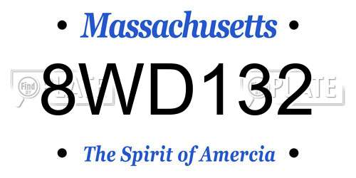 8WD132 Massachusetts License Plate