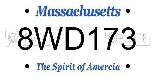 8WD173 Massachusetts License Plate