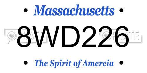 8WD226 Massachusetts License Plate